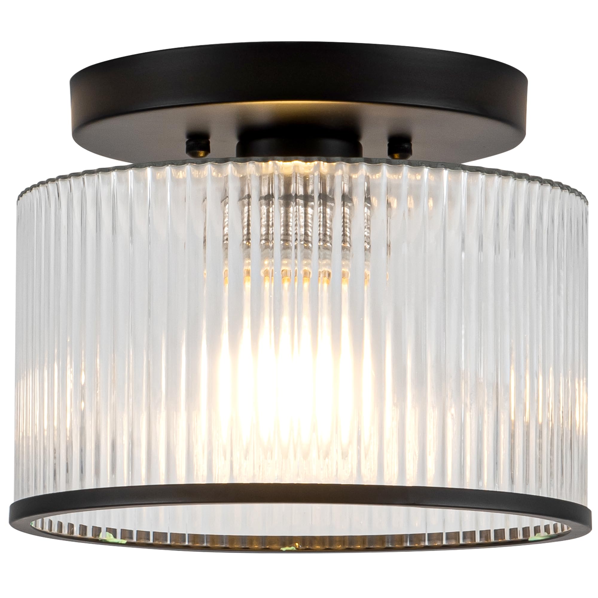 Zlepmlla Glass Ceiling Light, Clear Ribbed Glass Ceiling Light